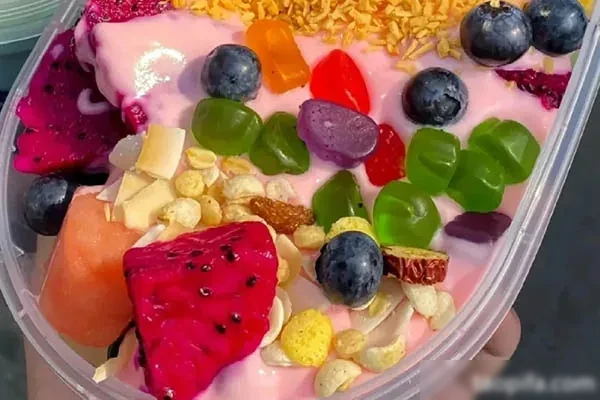 网红酸奶水果捞~原味拉丝酸奶 视频教程-香源配方网